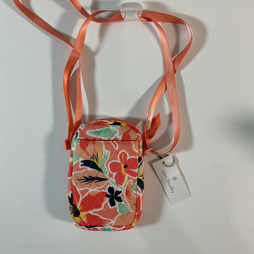 NWT Vera Bradley Easy RFID Crossbody Bag Rainforest Lily Coral